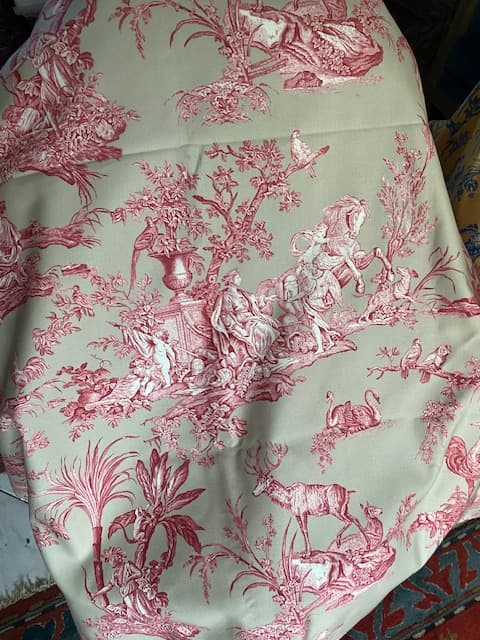 Toile de Jouy rose et taupe