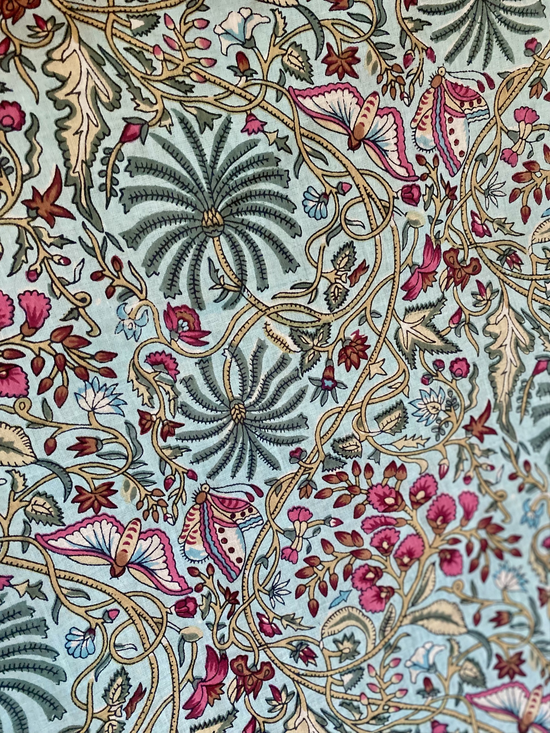 Tissu indienne multicolore palmiers vue 2