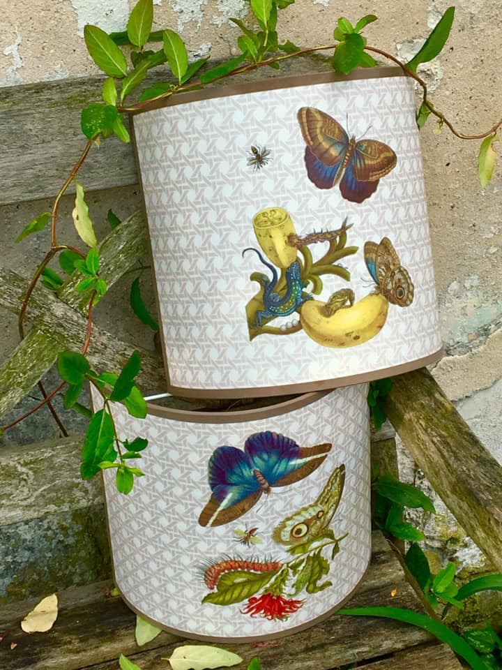 Applique demi-lune papillons sur fond cannage