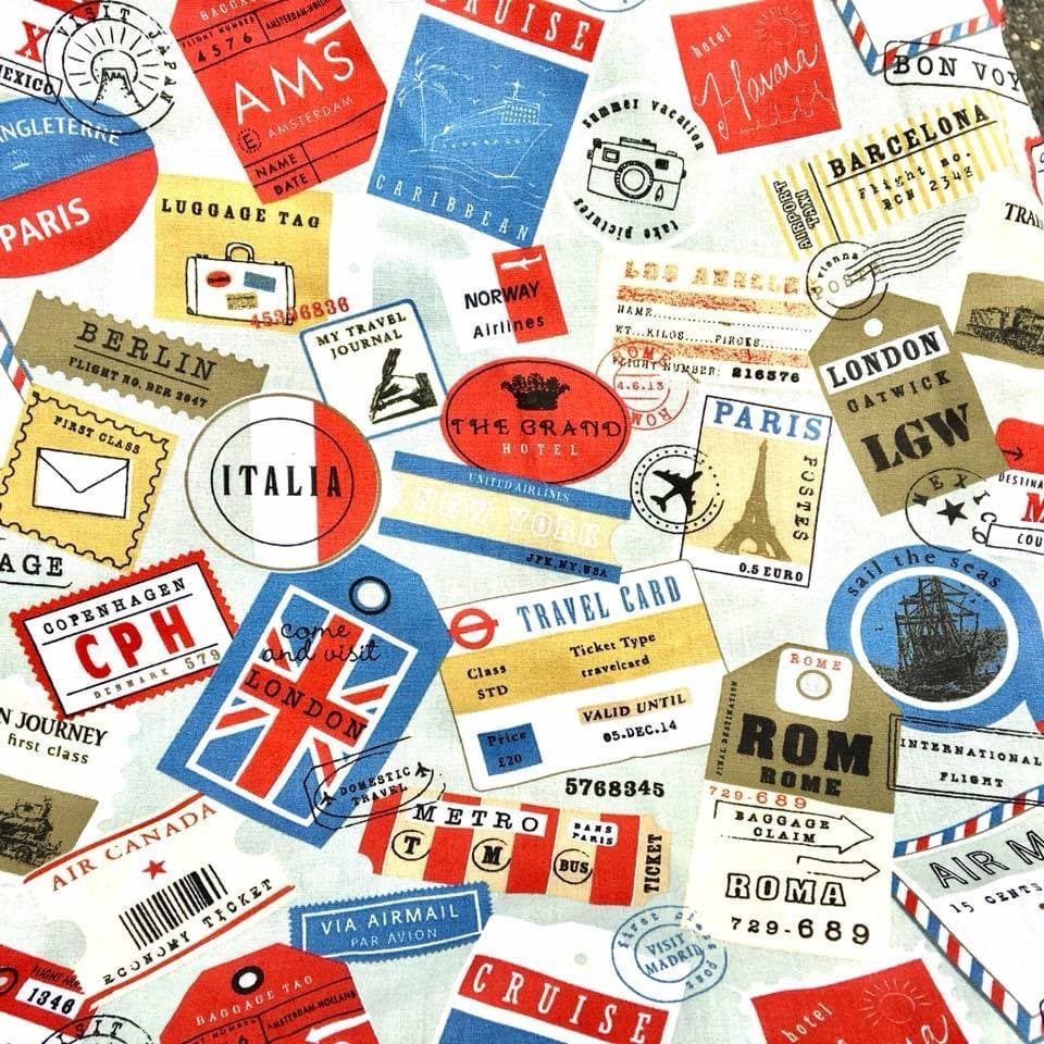 Tissu étiquettes de voyages