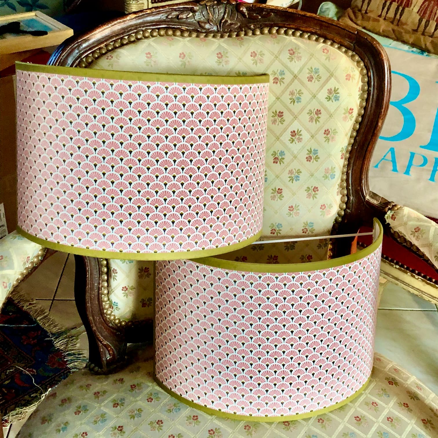 Tissu japonais éventails roses vue 2