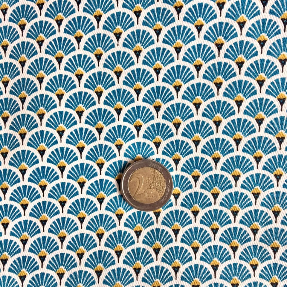 Tissu japonais éventails bleus