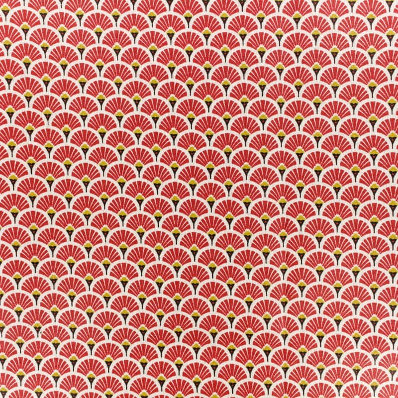 Tissu japonais éventails rouges