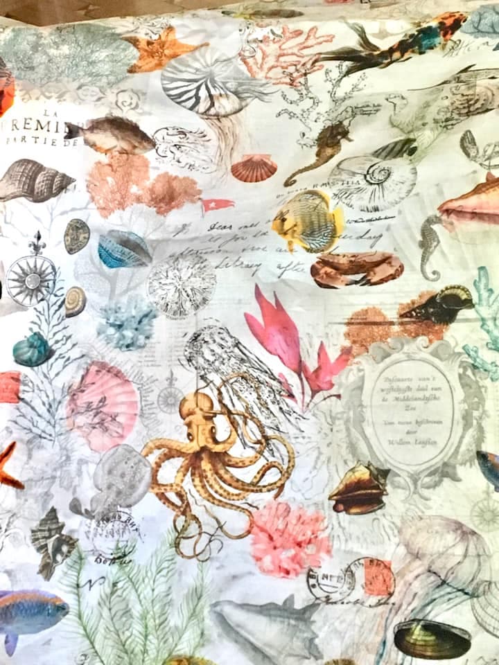 Tissu "coquillages et crustacés"