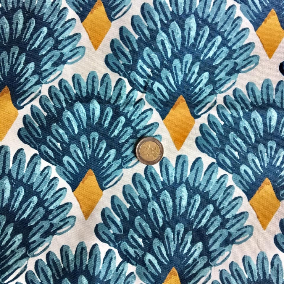 Tissu plumes de paon
