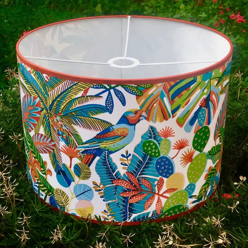 Abat-jour tissu "Brazil" fond blanc