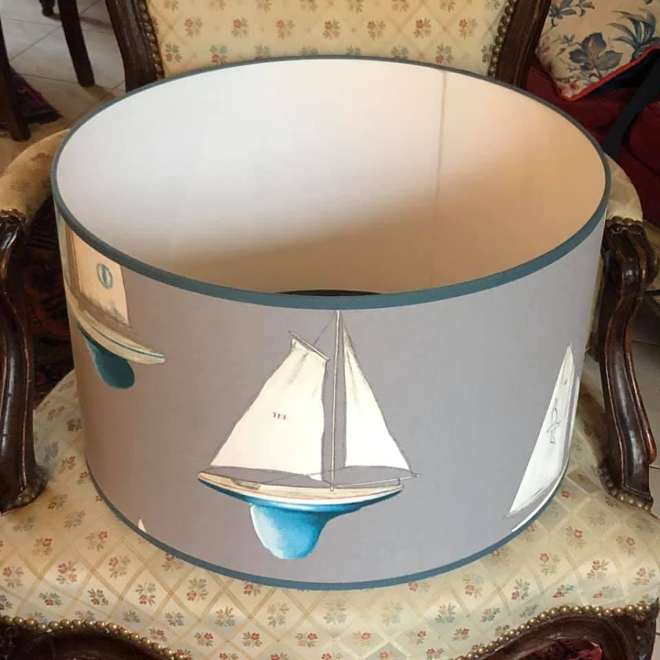 Tissu bateaux orange et bleu vue 3