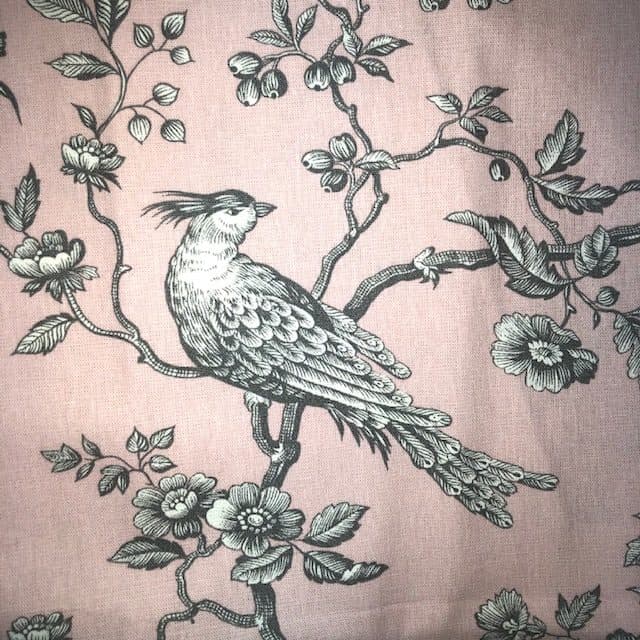 Toile de Jouy Mésanges fond rose