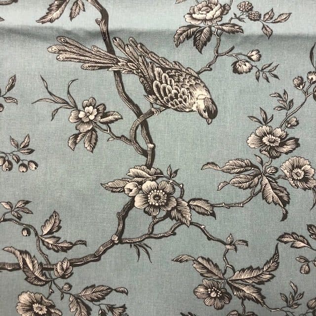 Toile de Jouy Mésange fond bleu