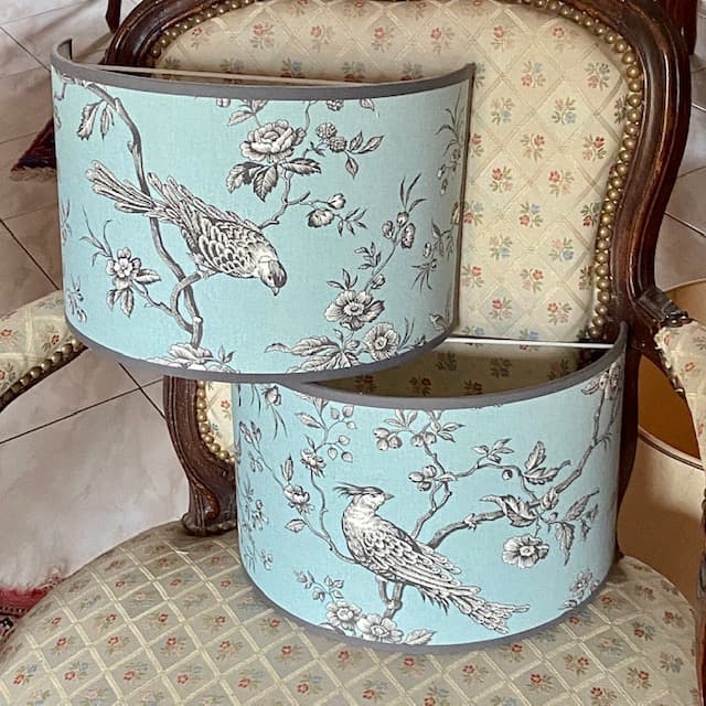 Toile de Jouy Mésange fond bleu vue 2
