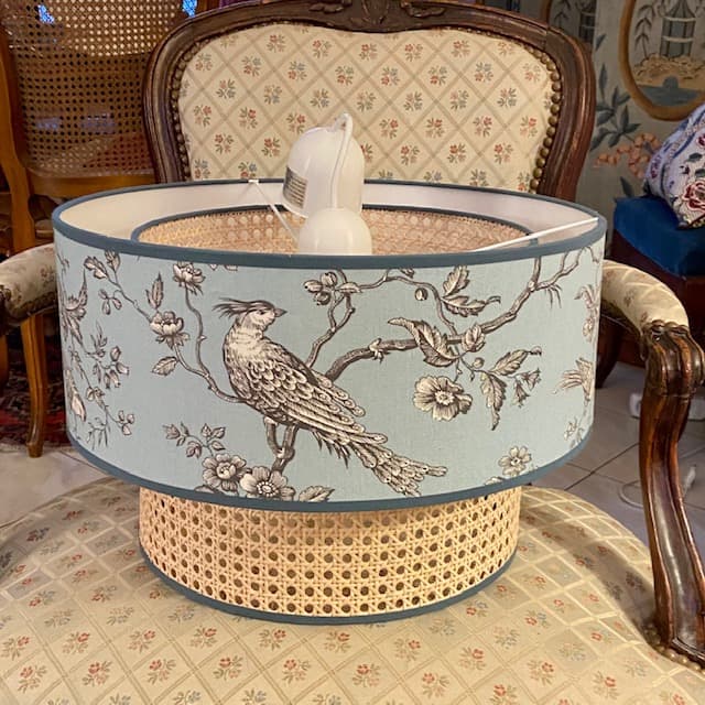 Toile de Jouy Mésange fond bleu vue 3