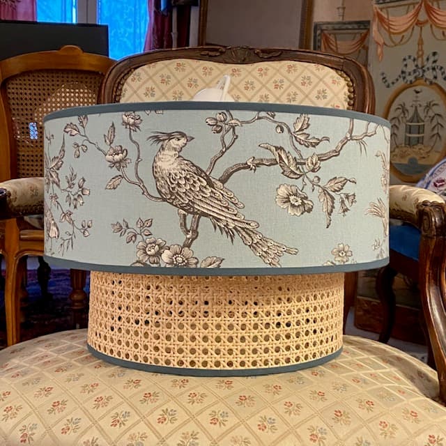 Toile de Jouy Mésange fond bleu vue 4