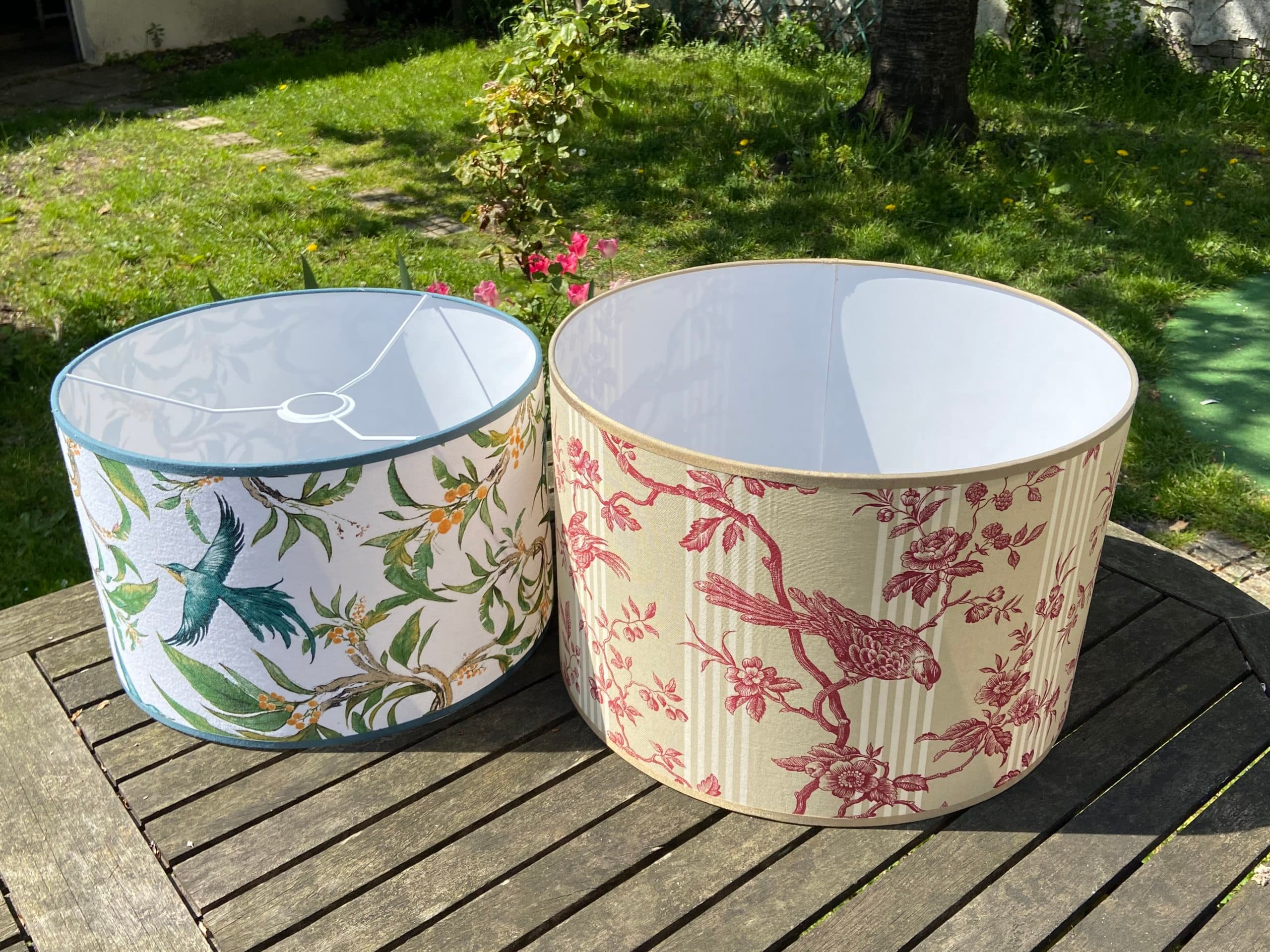 Toile de Jouy Mésanges fond rayures vue 2