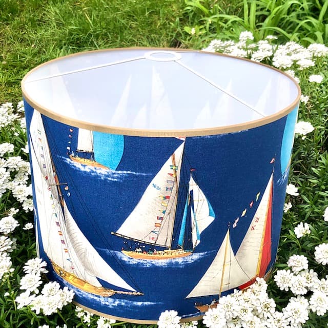 Tissu voiliers grands motifs fond bleu vue 4