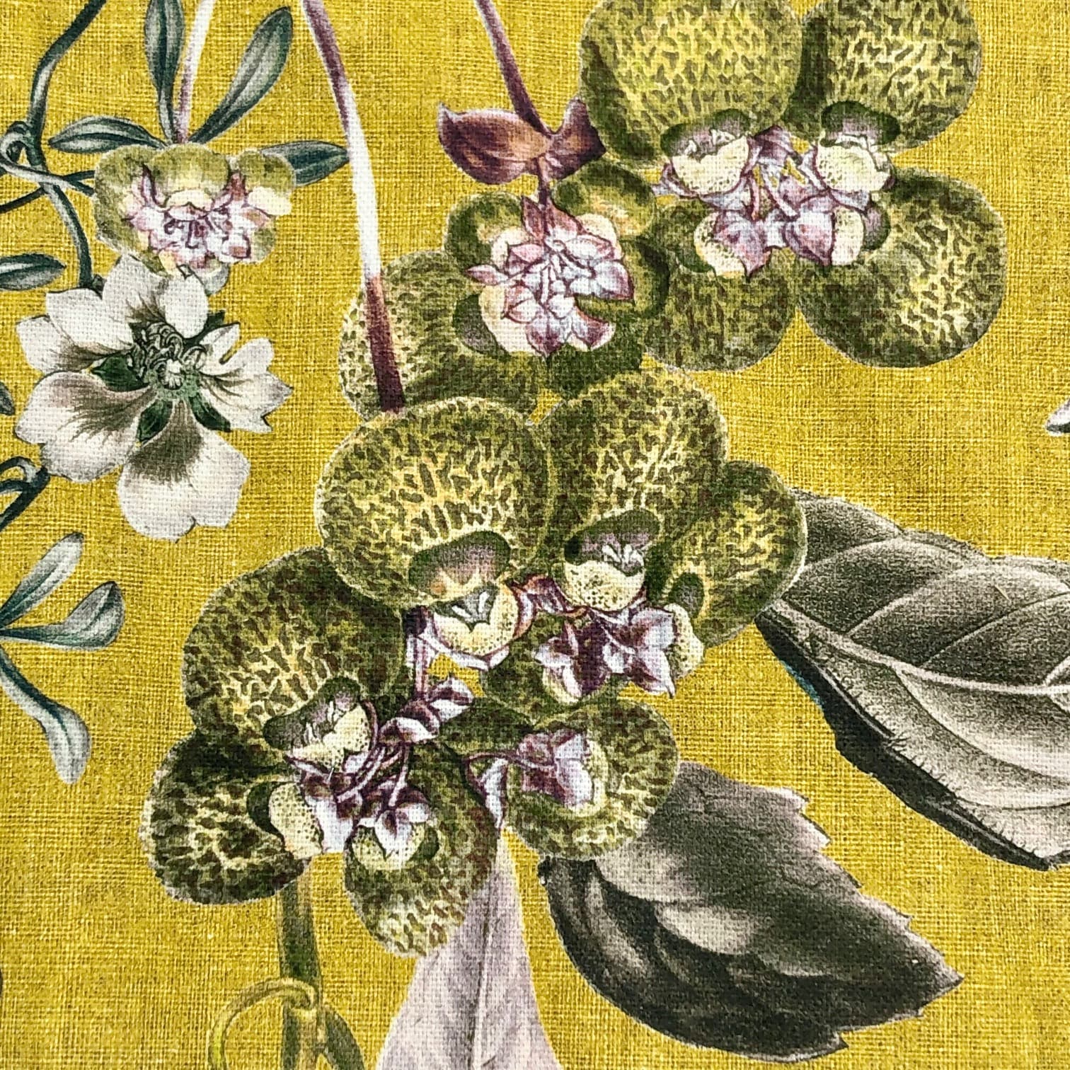Tissu "passiflore" fond jaune vue 5