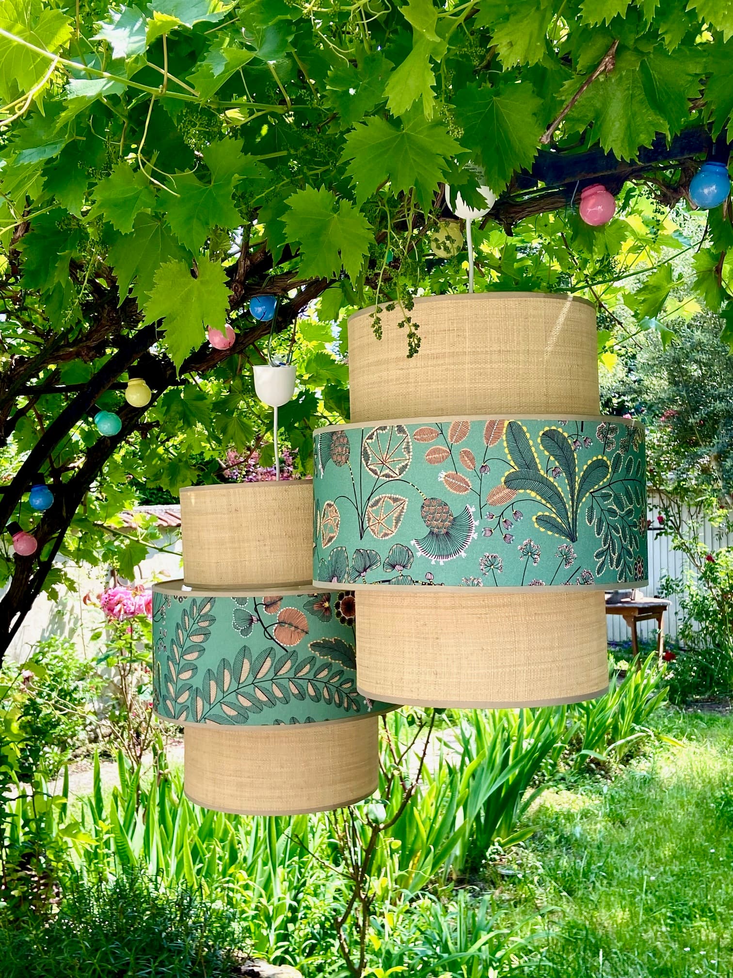 Tissu Phoenix fond vert d'eau vue 5