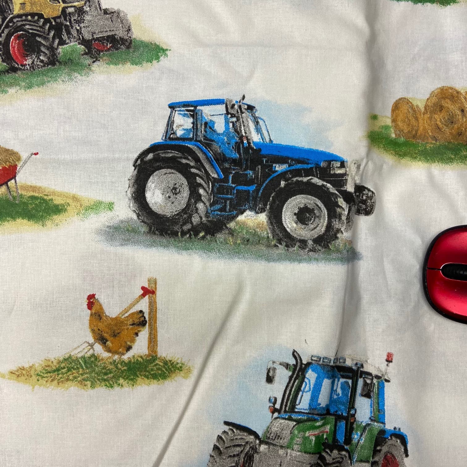 Tractor print fabric, view 2