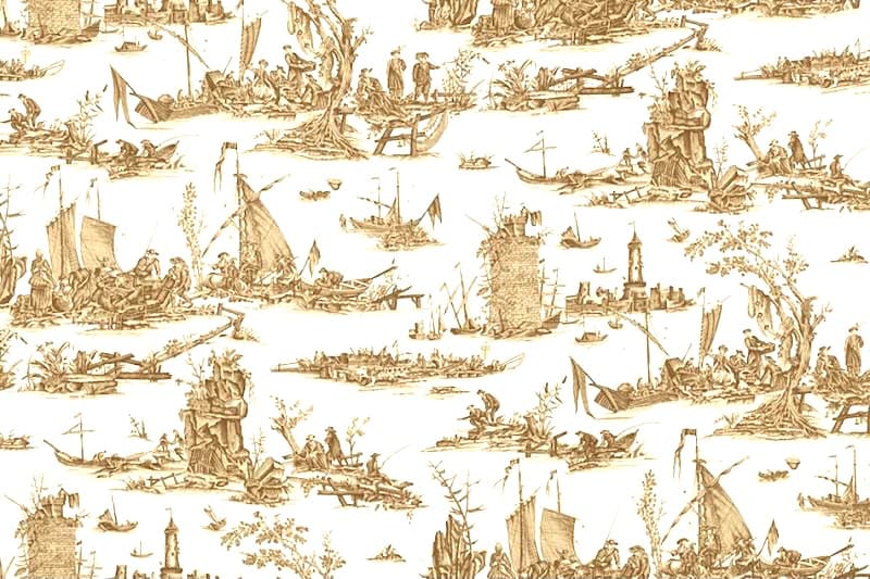 Toile de Jouy "la pèche maritime" fond beige