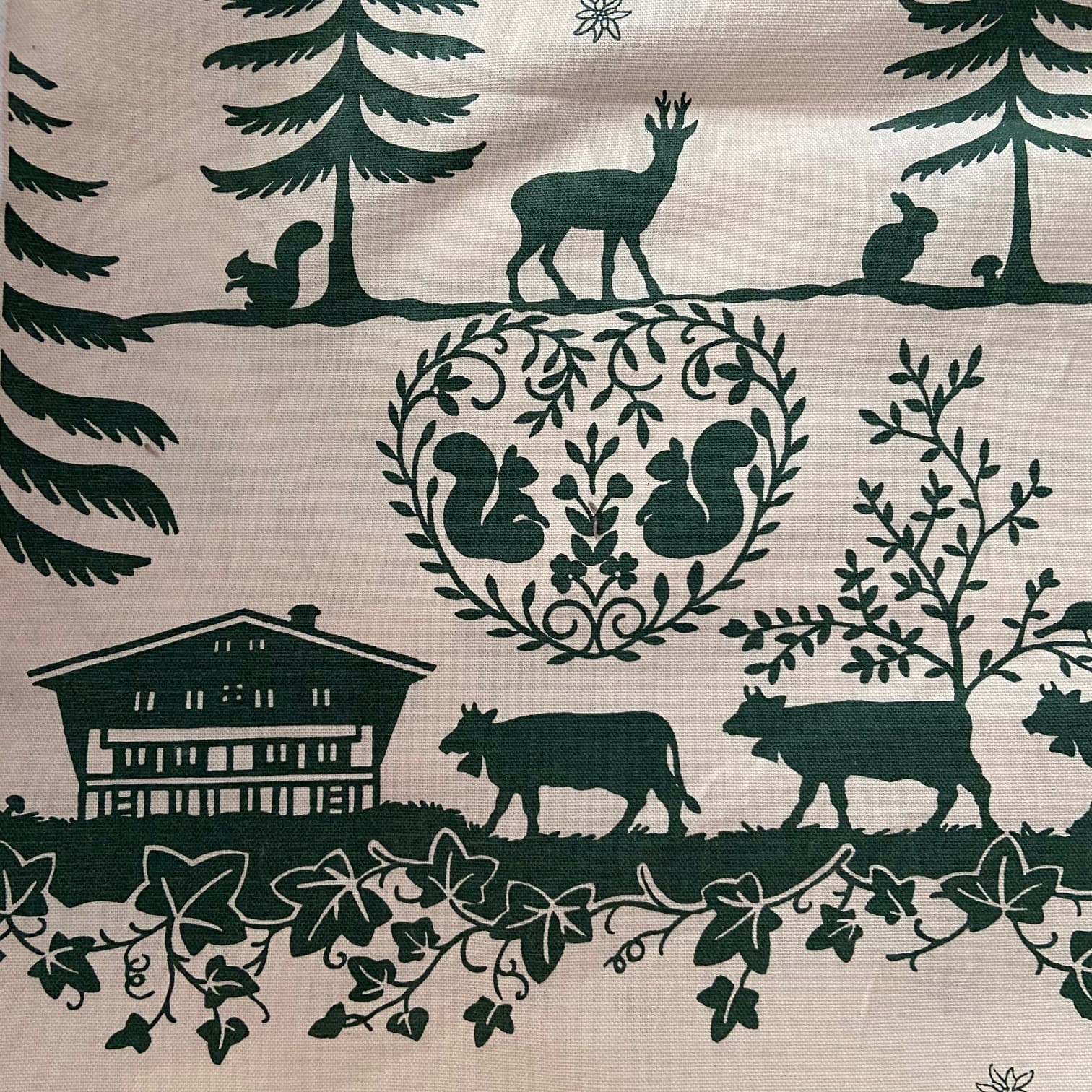 Mountain silhouettes fabric, green and cream, view 2