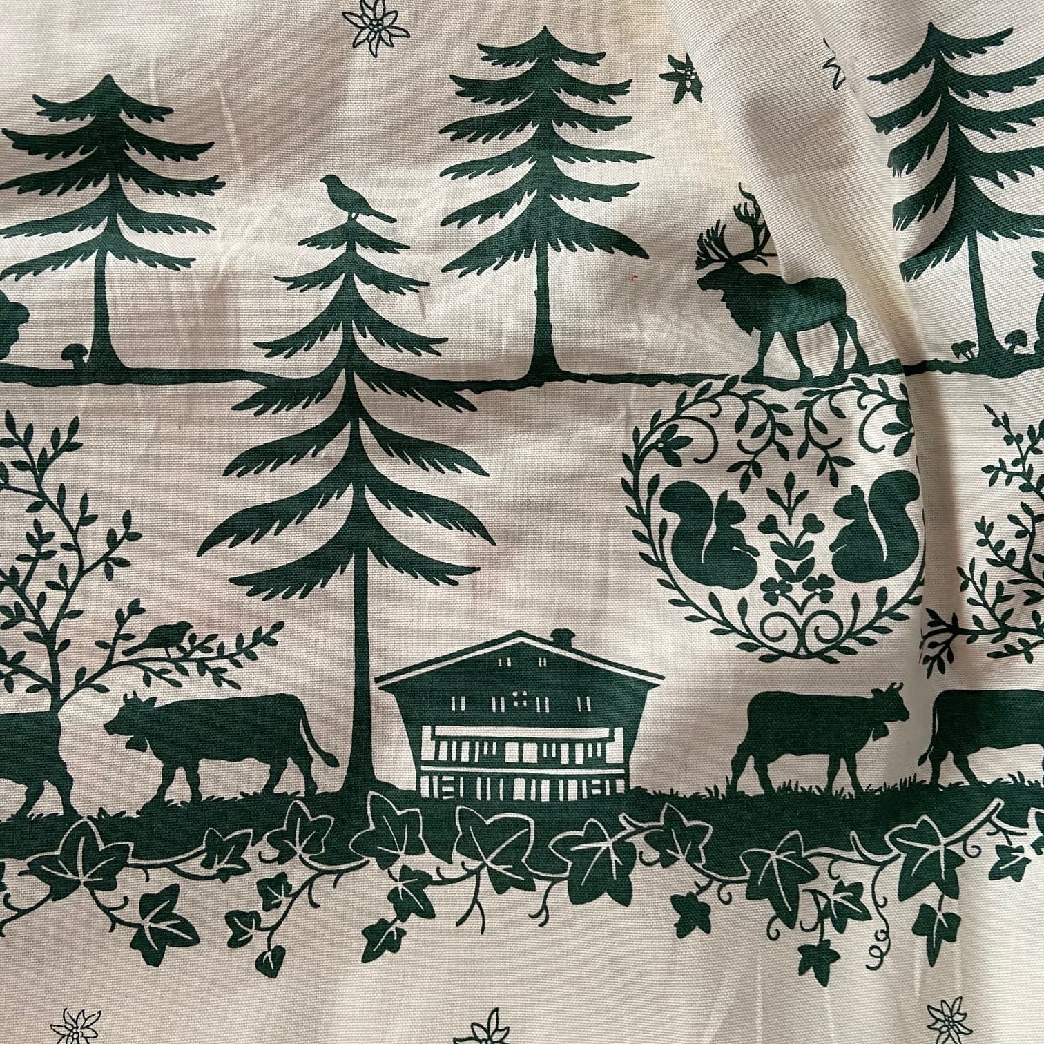 Mountain silhouettes fabric, green and cream, view 3