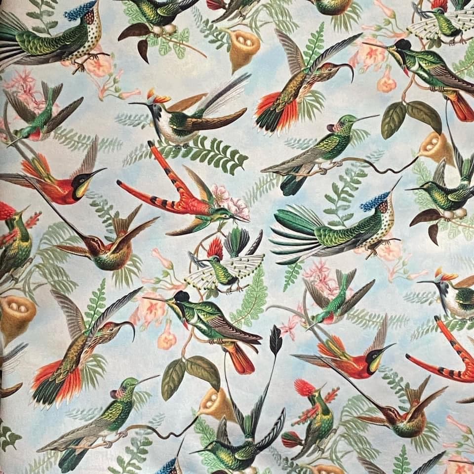 Tissu veloutine colibris Haeckel