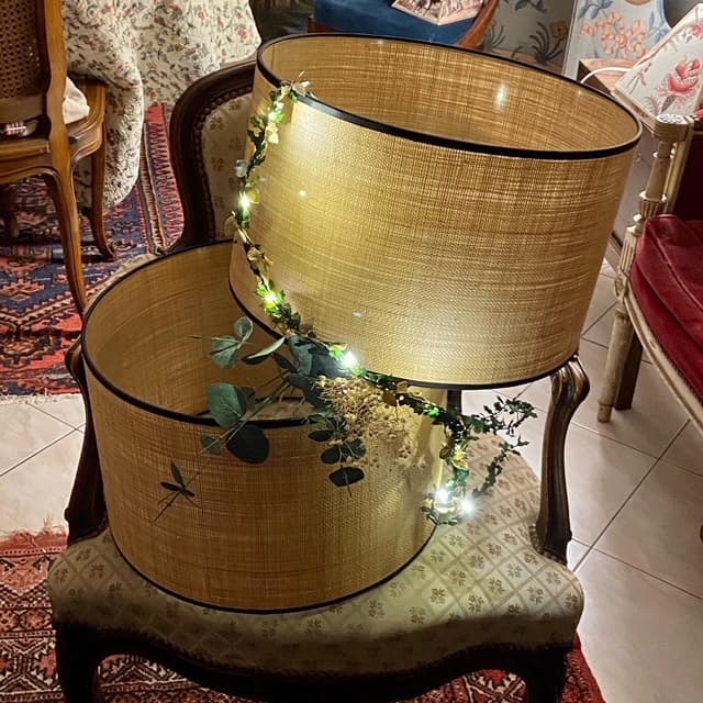 Rabane lampshade, with a choice of bias binding, view 2
