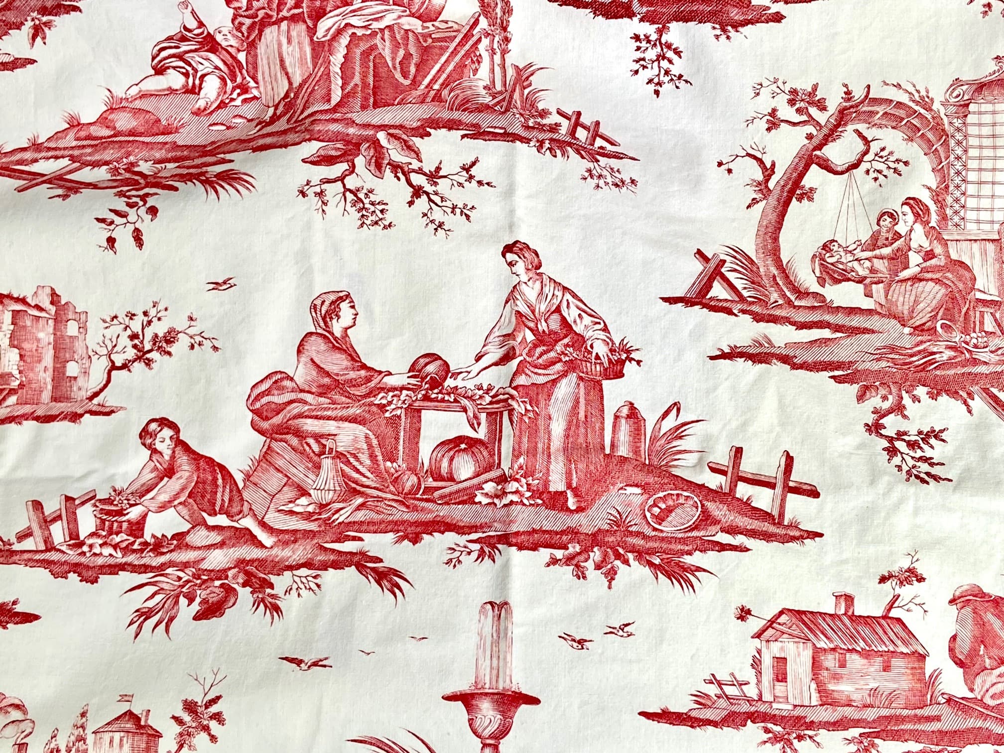 Toile de Jouy ancienne, rose