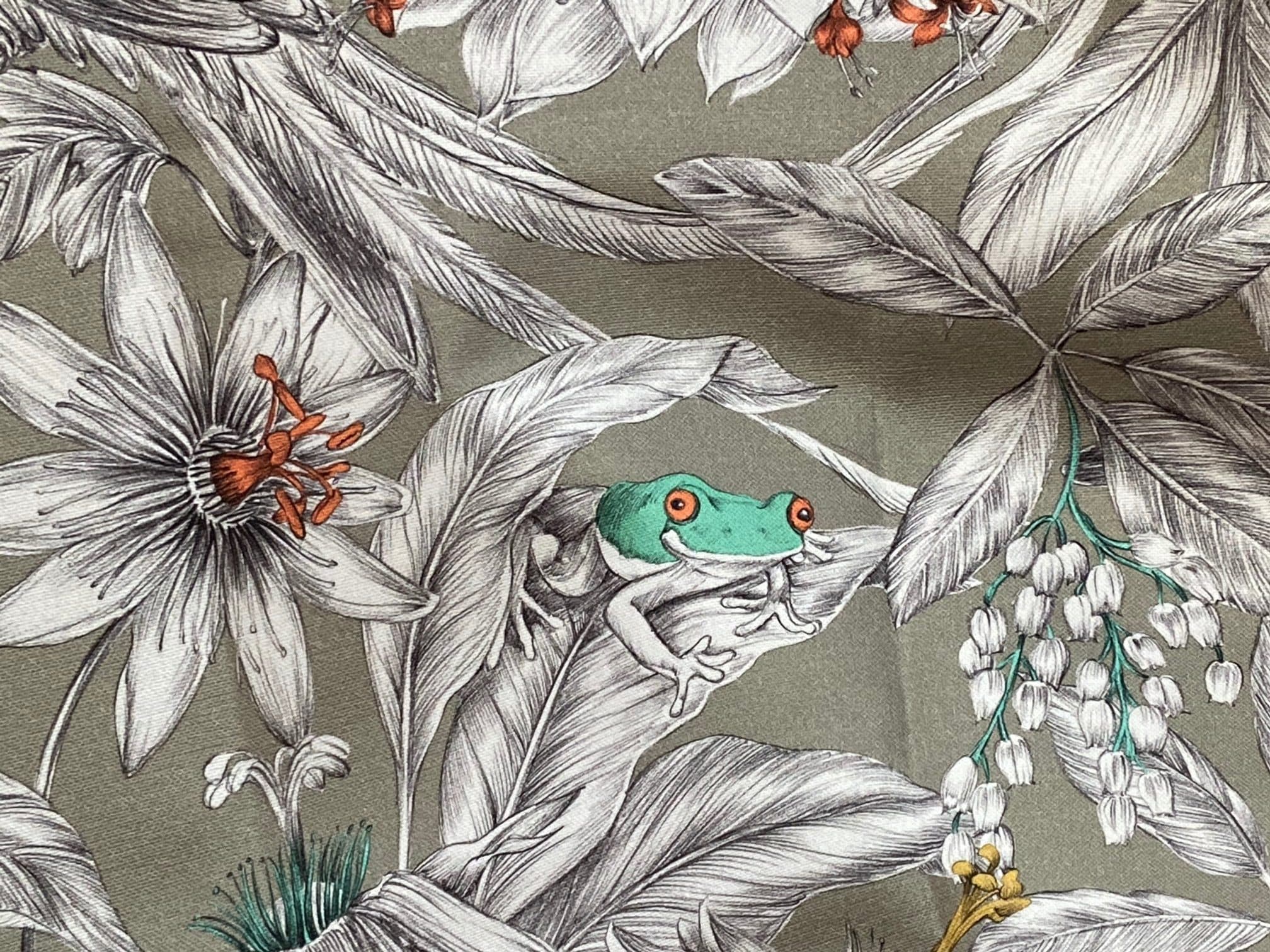Exotic ‘Manga’ fabric with a string-coloured background, view 5