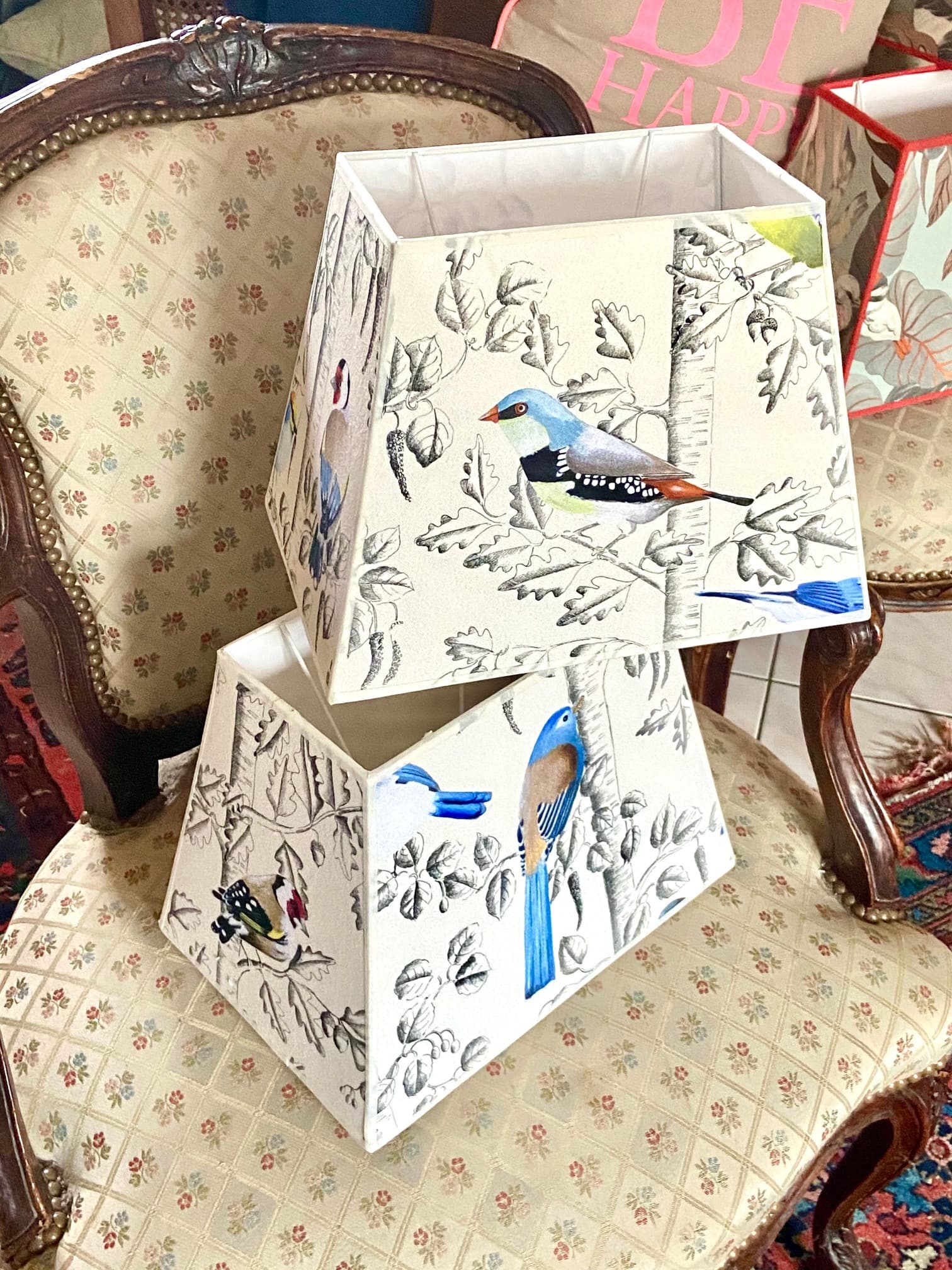 Fabric featuring birds and trees, view 6