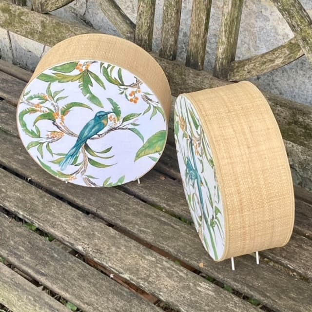 Tambourine lamp, fabric and rabane (various sizes available, choice of fabrics), view 2
