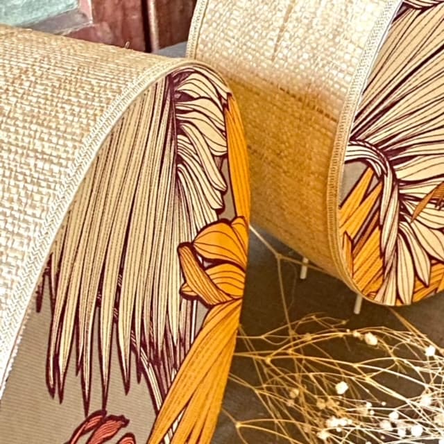 Tambourine lamp, fabric and rabane (various sizes available, choice of fabrics), view 7