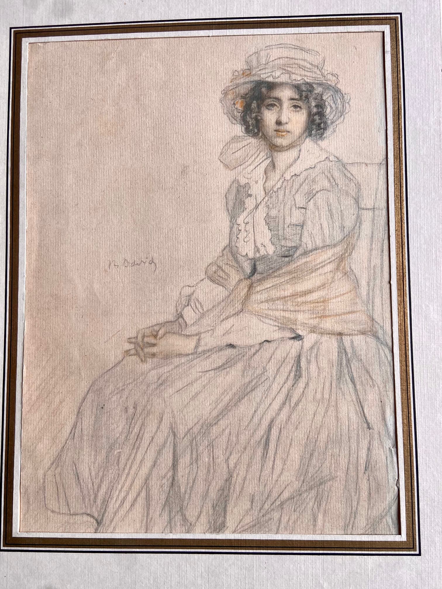 Portrait de femme signé R ou N David