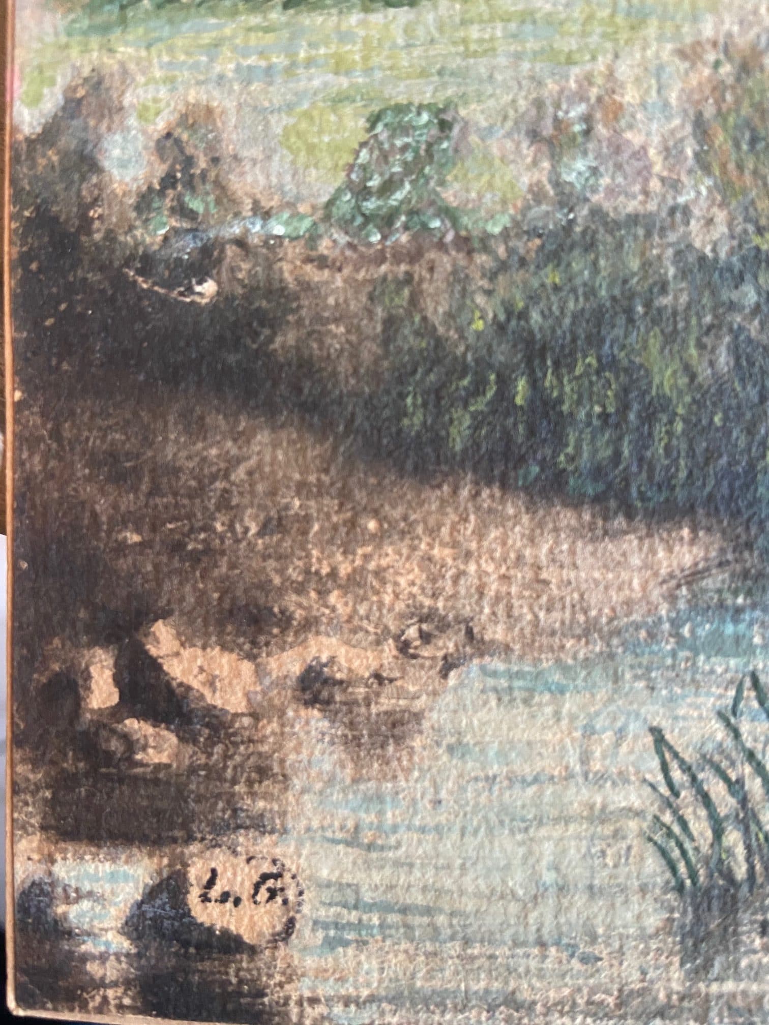 Watercolour of a watermill, initials in the bottom left-hand corner, view 2