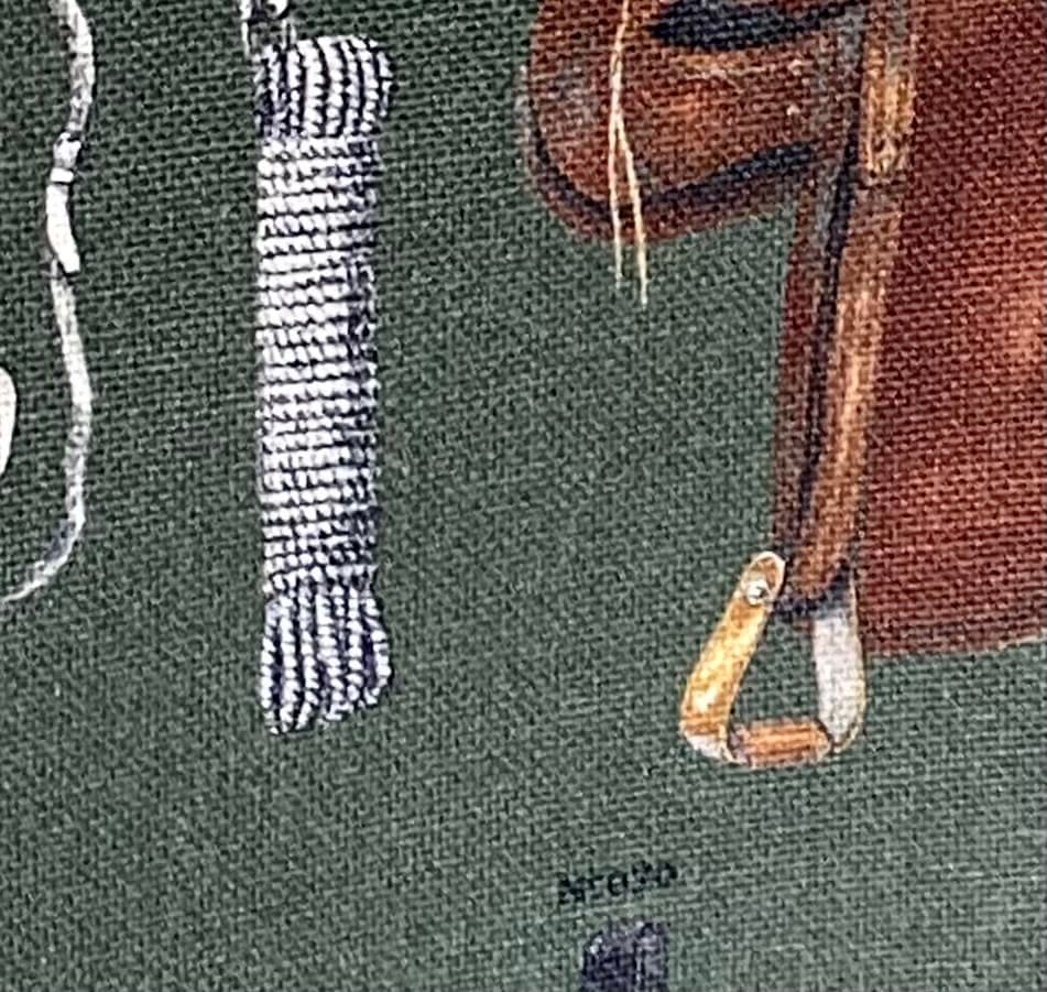 Green-background equestrian fabric, view 3