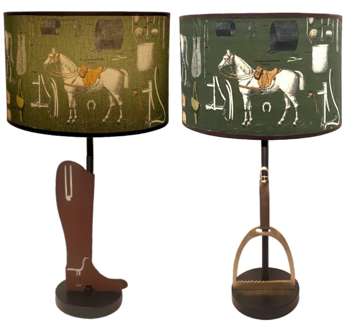 Green-background equestrian fabric, view 4