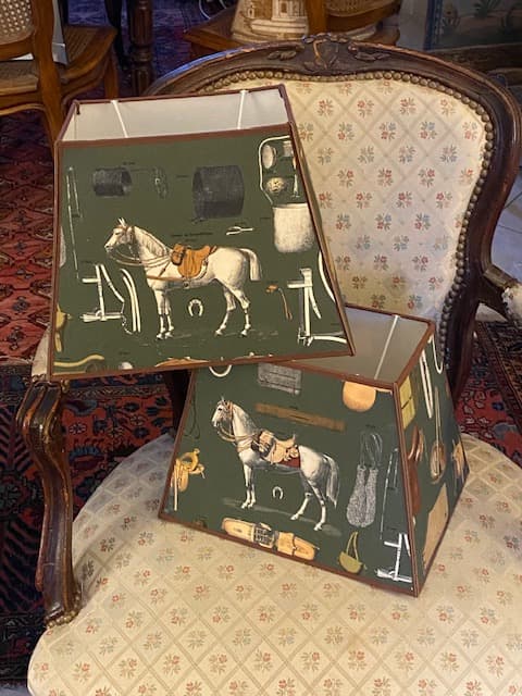 Green-background equestrian fabric, view 5