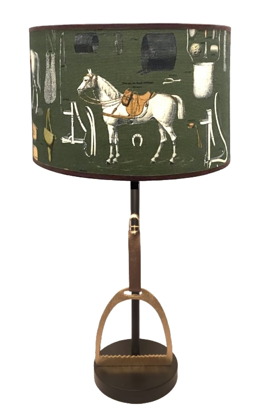 Green-background equestrian fabric, view 7
