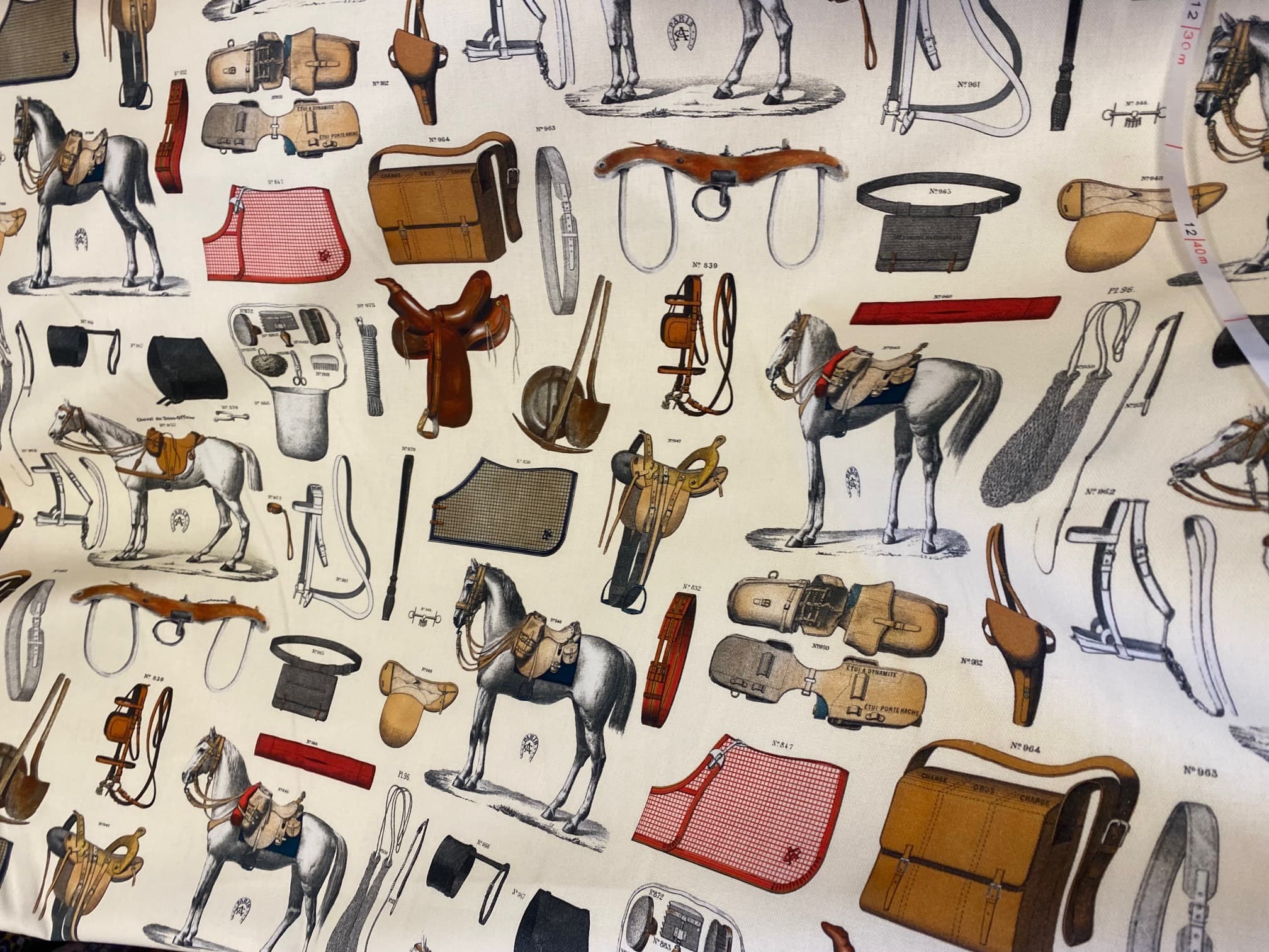 Cream-coloured equestrian fabric, view 2