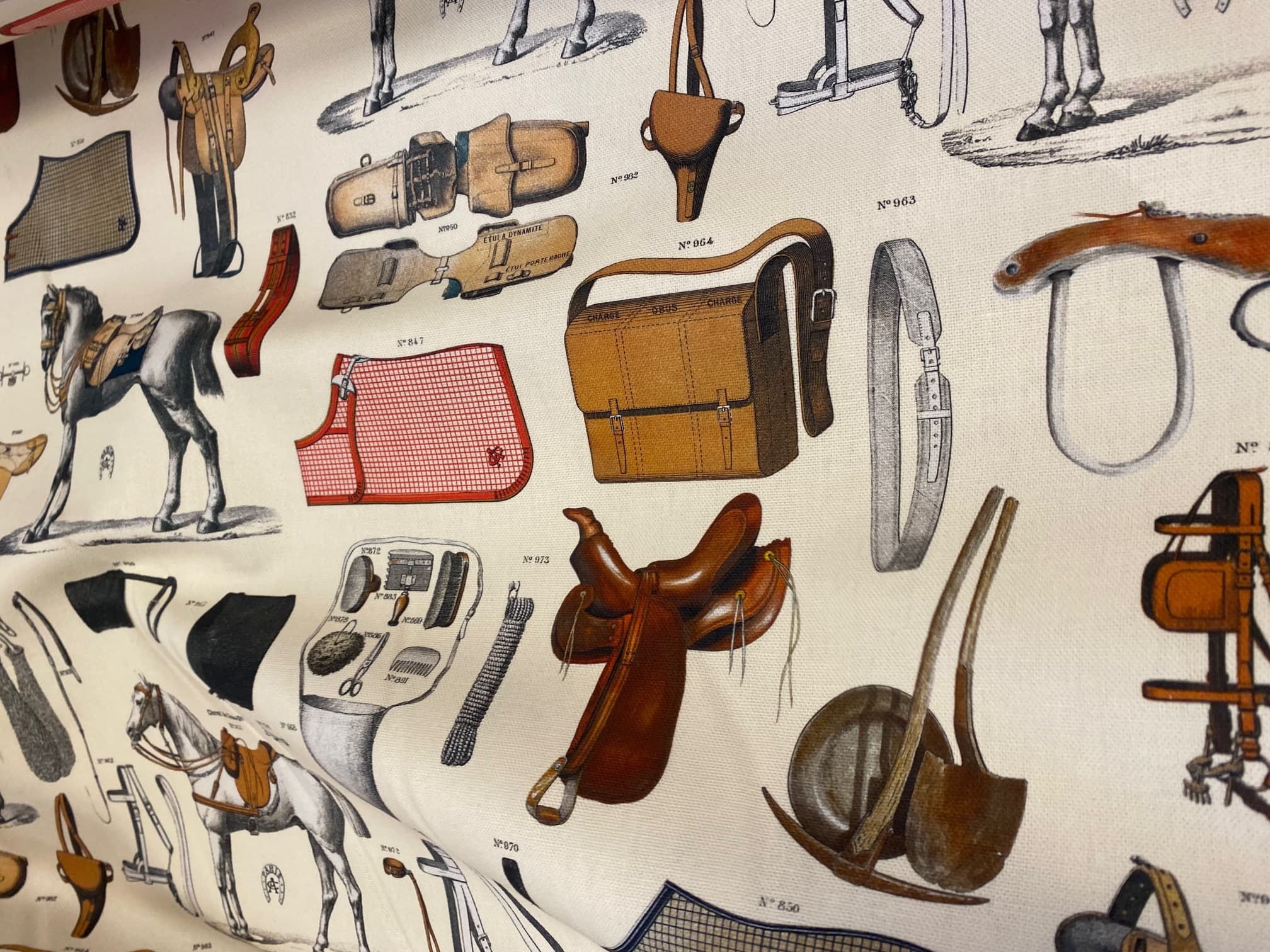 Cream-coloured equestrian fabric, view 3