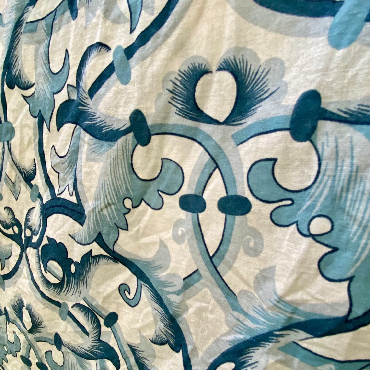 Blue Arabesque fabric, view 2