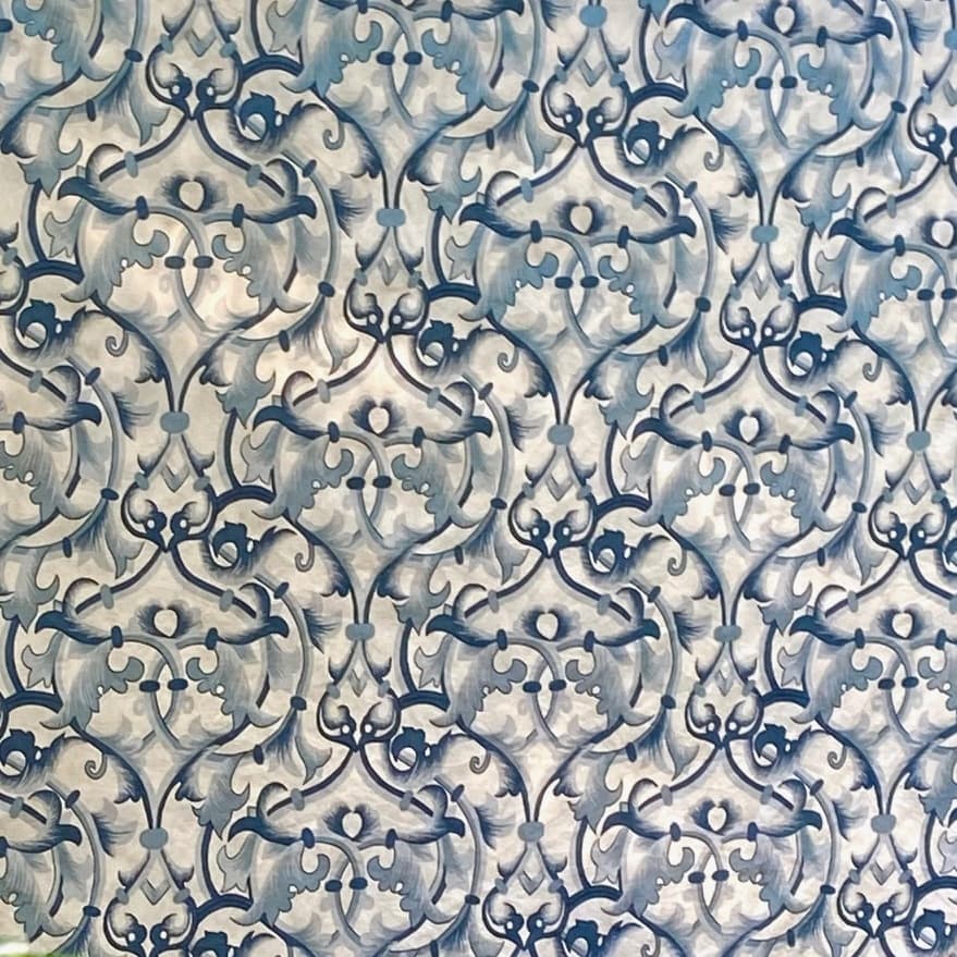 Blue Arabesque fabric, view 3