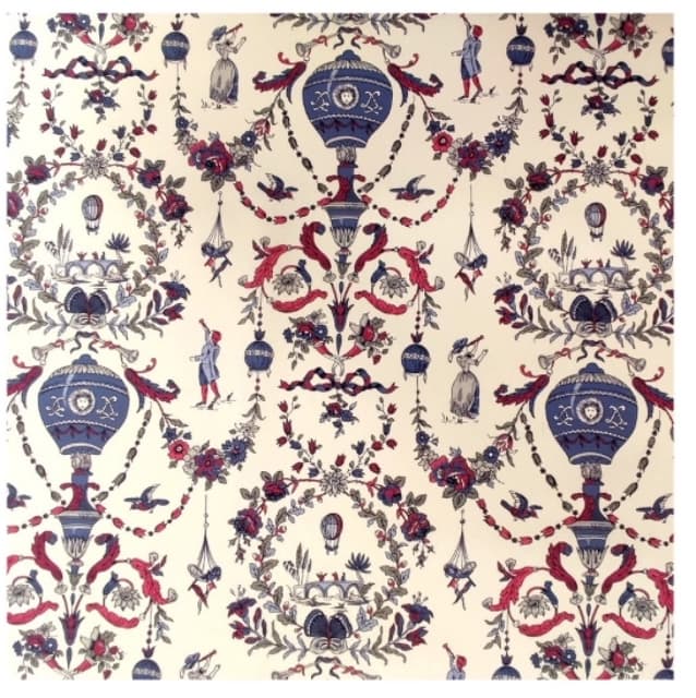 Toile de Jouy Montgolfière version bleue
