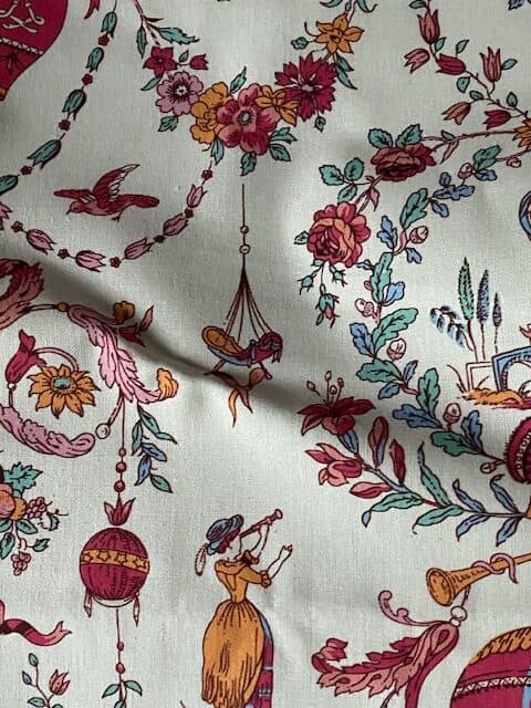 Toile de Jouy fabric, hot-air balloon design, pink version, view 4