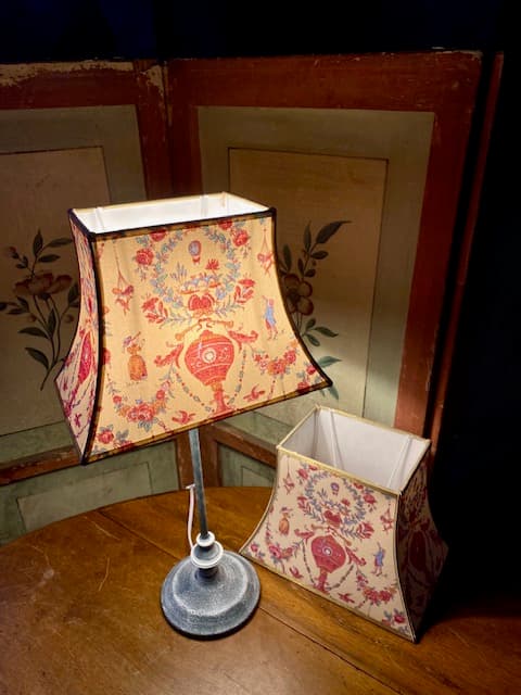 Toile de Jouy fabric in a pink pattern on a cream background, view 5