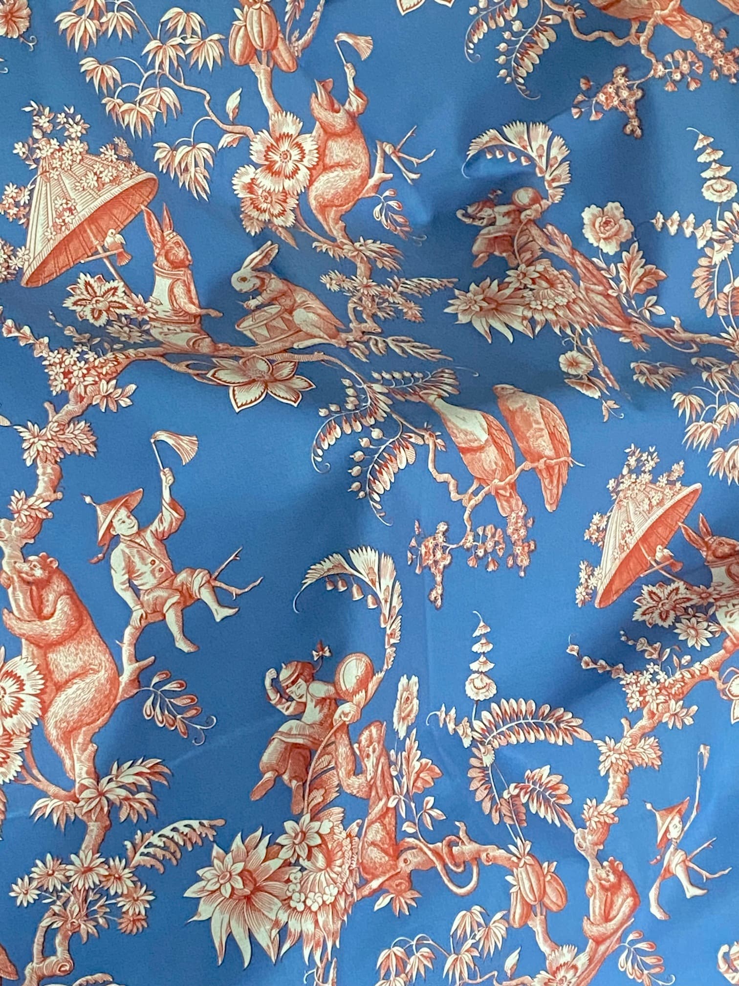 Toile de Jouy fabric ‘ouistitis et compagnie’ by Pierre Frey, view 3