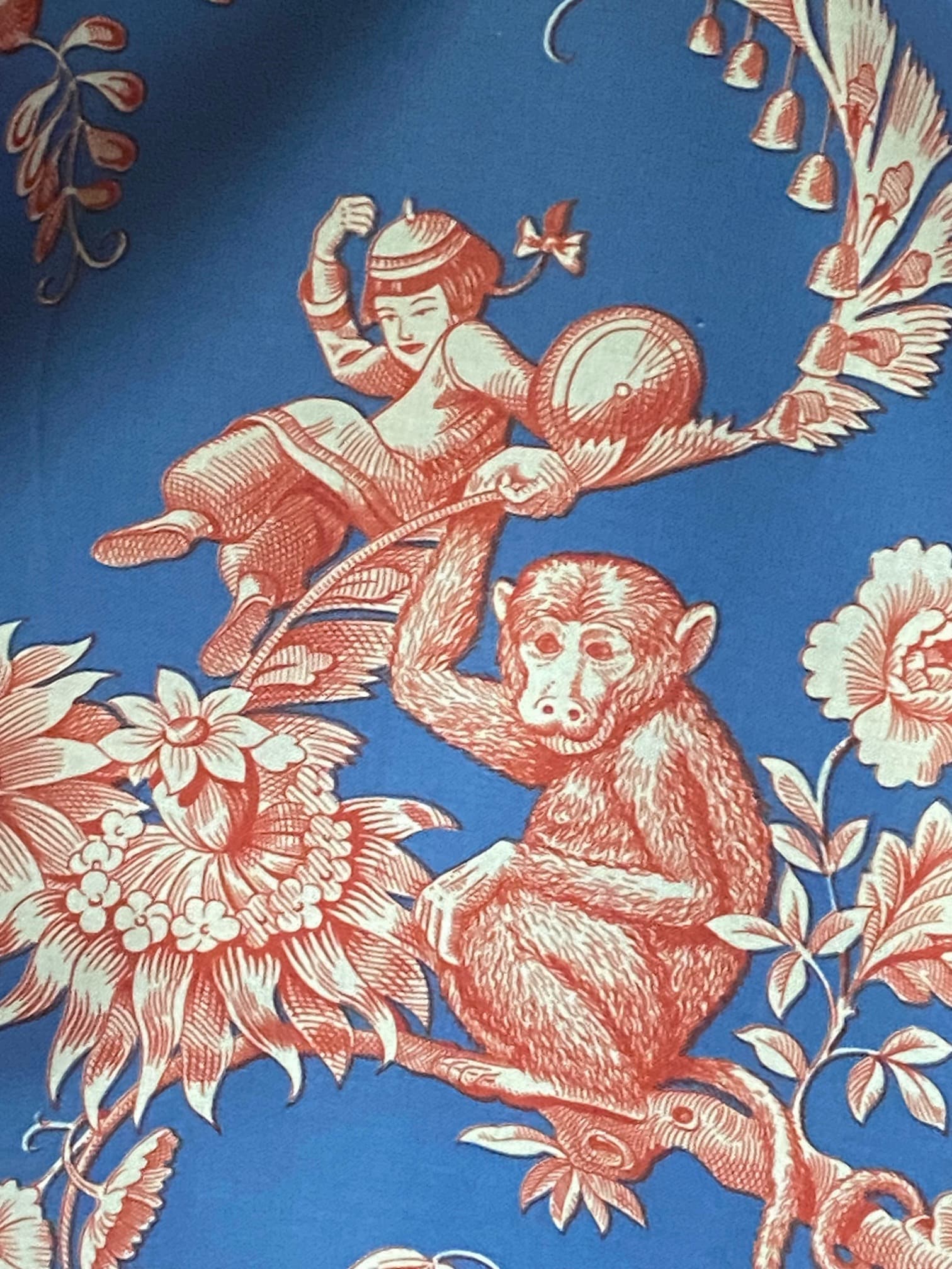 Toile de Jouy fabric ‘ouistitis et compagnie’ by Pierre Frey, view 4