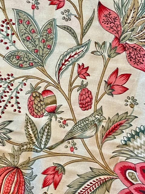 Pink and green Indian fabric, view 4