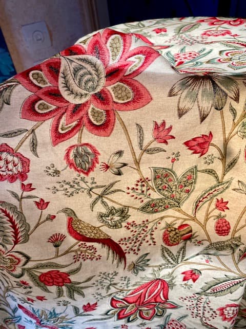 Pink and green Indian fabric, view 5