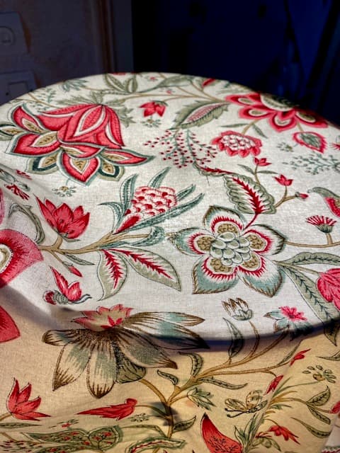 Pink and green Indian fabric, view 6