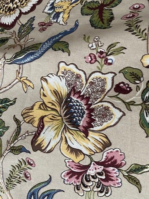 Floral Indian print on a beige background, view 2